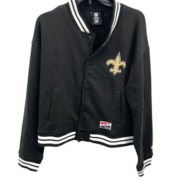 Women's New Era Black New Orleans Saints Throwback Fleece Jacket Size L
