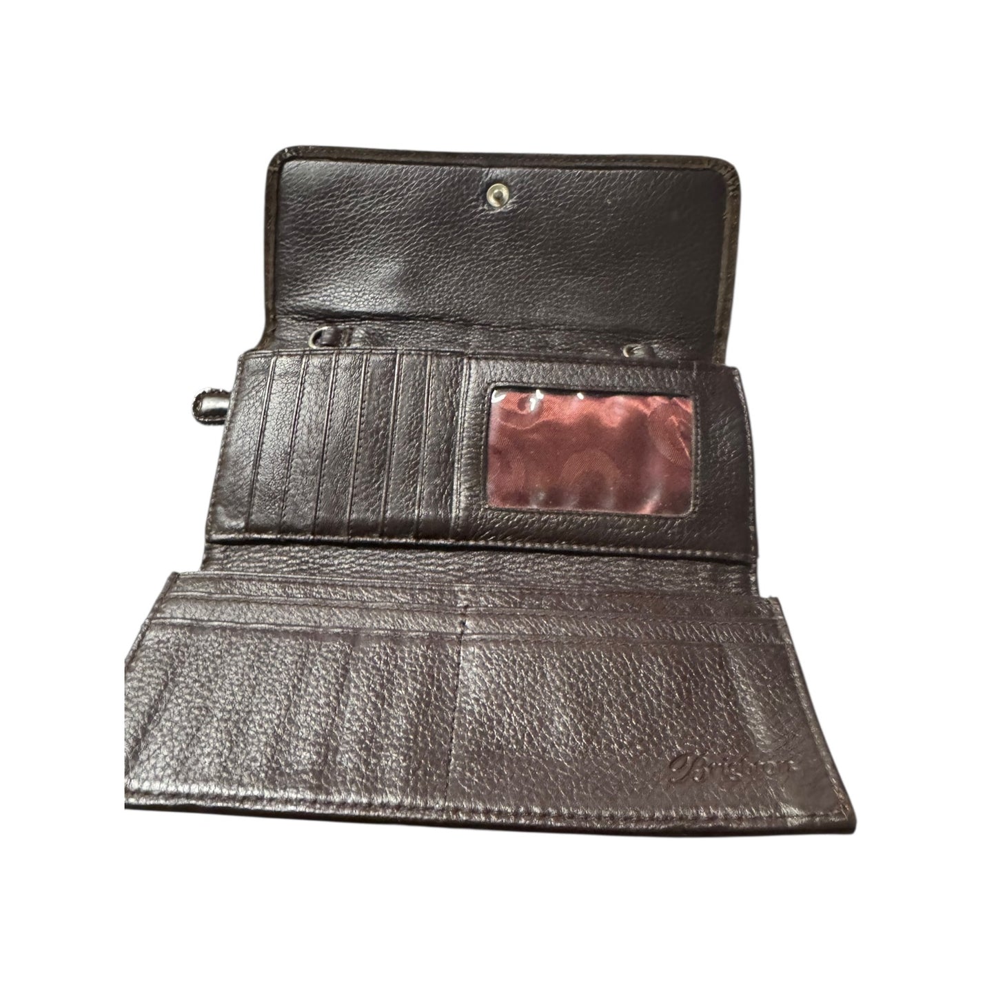 Brighton Women's Brown Leather Floral Embroidered Wallet