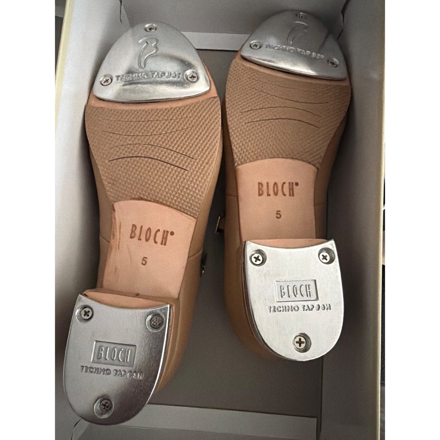 Bloch Tan Tap-On Leather Tap Shoes With Buckle Strap Size 5 New In Box