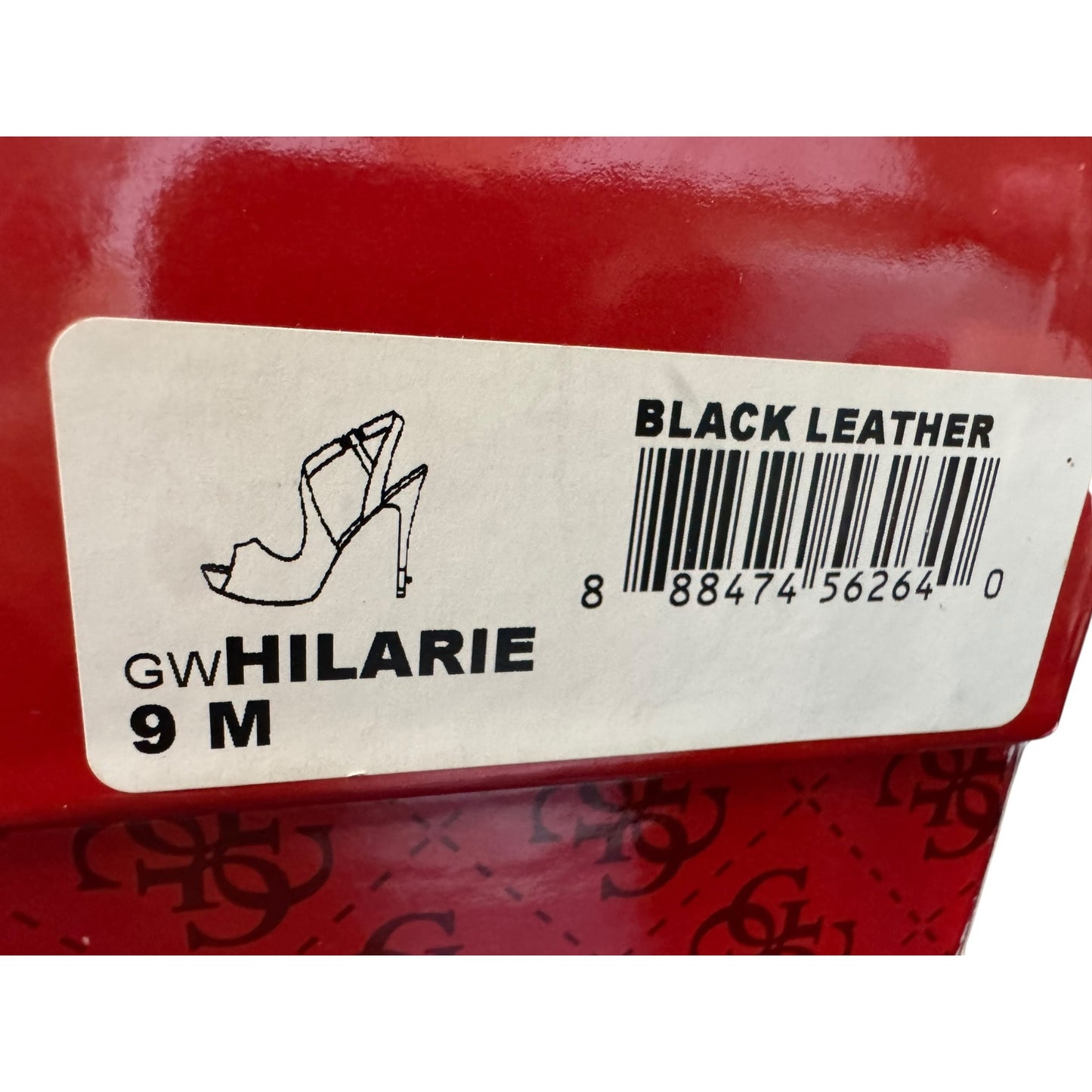 GUESS Hilarie Black Leather Peep Toe Sz 9 Heels