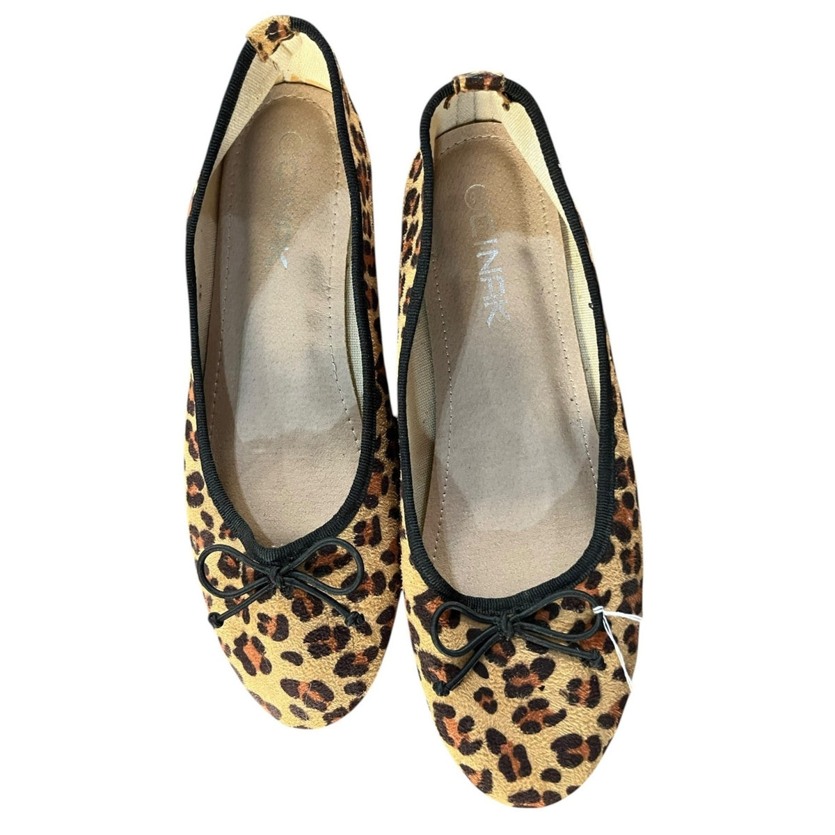 Cinak Leopard Print Ballet Flats With Bow Detail - Women's Size 8.5