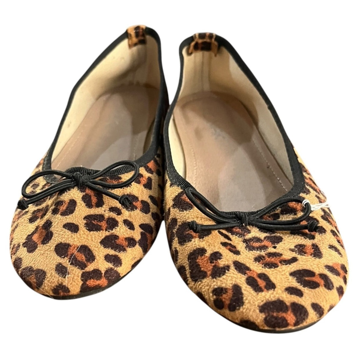 Cinak Leopard Print Ballet Flats With Bow Detail - Women's Size 8.5