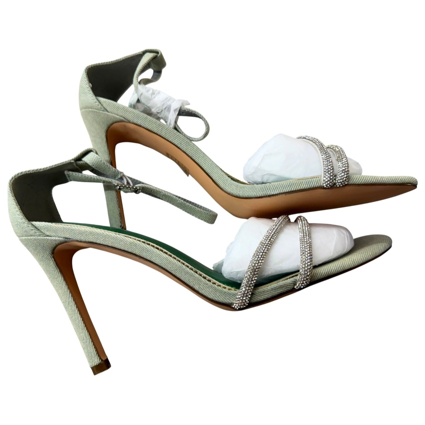 Reitoyé Women's Light Green Ankle Strap Open Toe Stiletto Heel Sandals Size 9.5 NWB