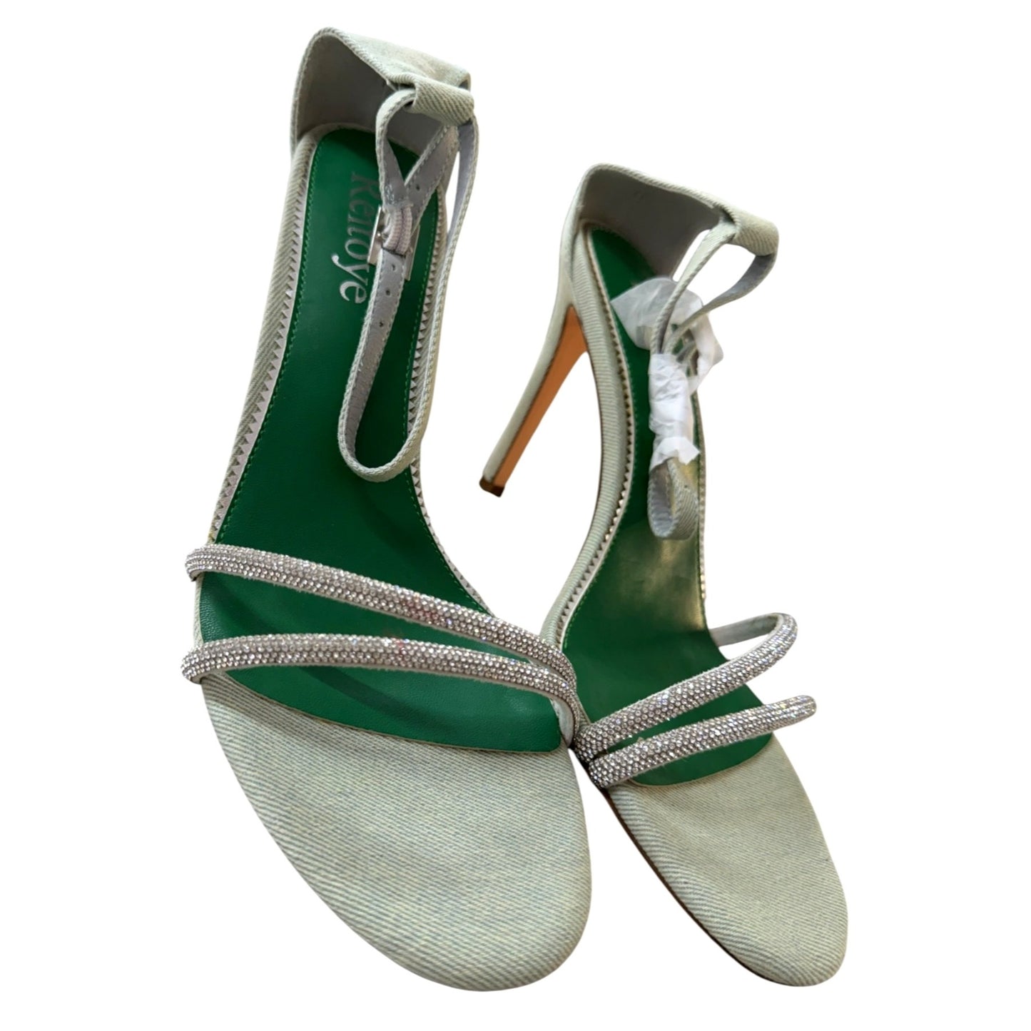 Reitoyé Women's Light Green Ankle Strap Open Toe Stiletto Heel Sandals Size 9.5 NWB