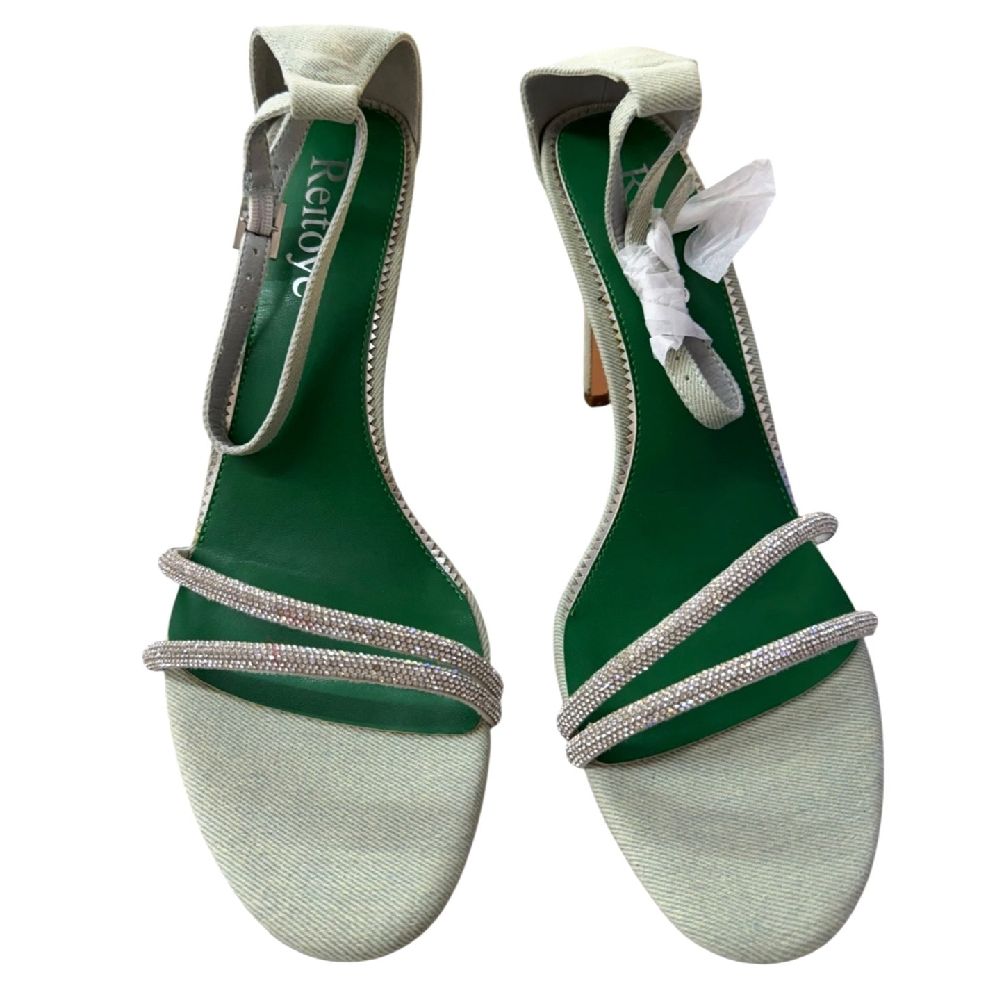Reitoyé Women's Light Green Ankle Strap Open Toe Stiletto Heel Sandals Size 9.5 NWB