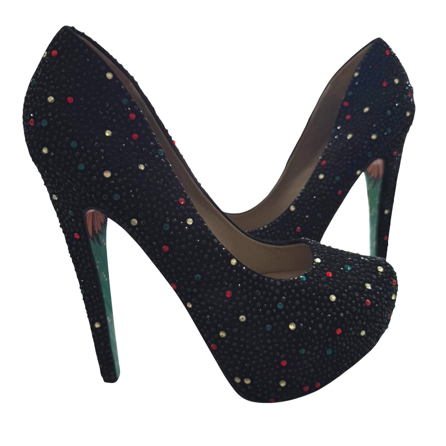 Taylor Says Black Rhinestone Platform Heels Sz 10