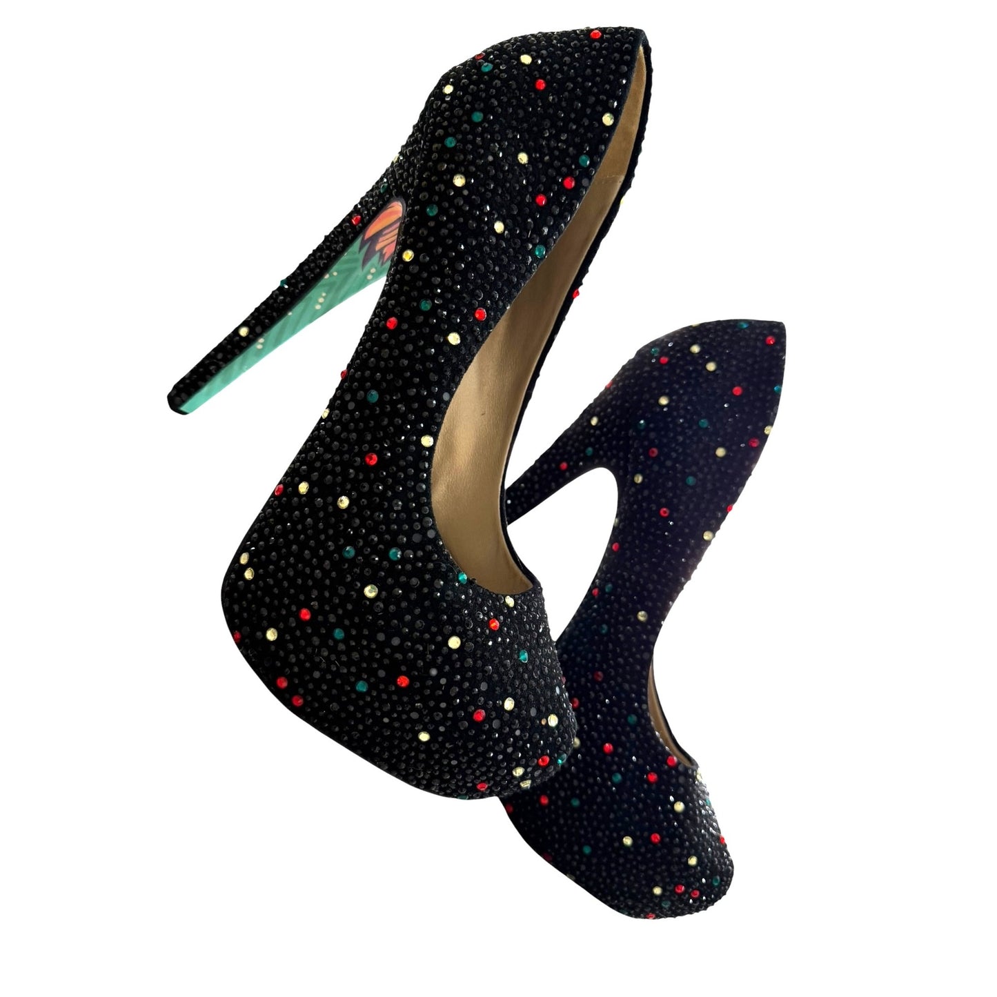 Taylor Says Black Rhinestone Platform Heels Sz 10