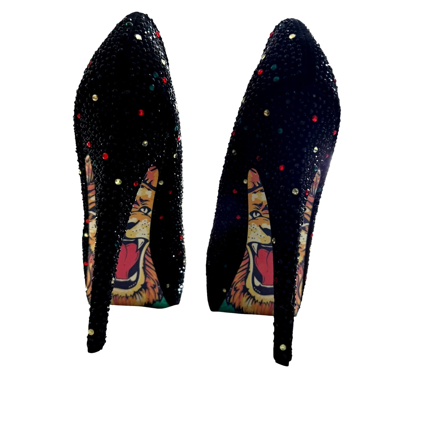 Taylor Says Black Rhinestone Platform Heels Sz 10