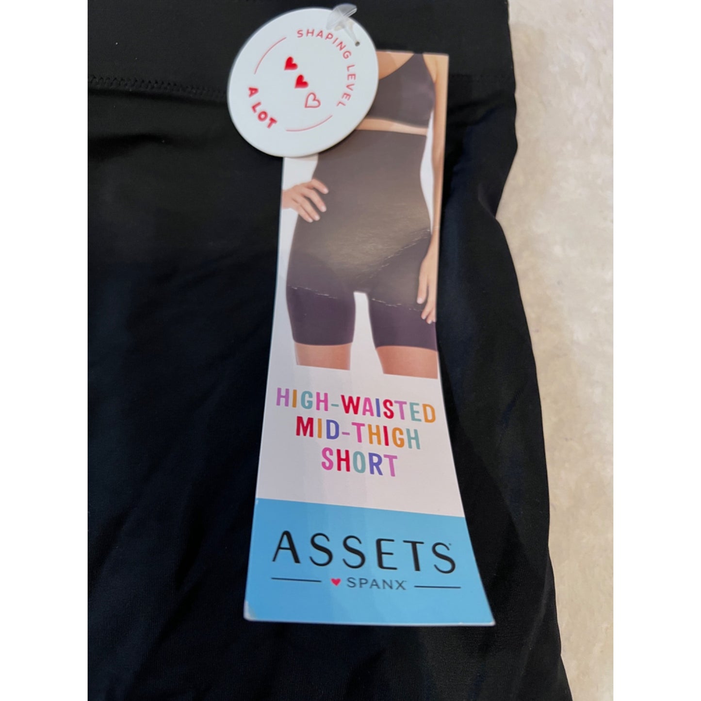 Assets By Spanx High-Waisted Mid-Thigh Shaping Shorts Black Size M