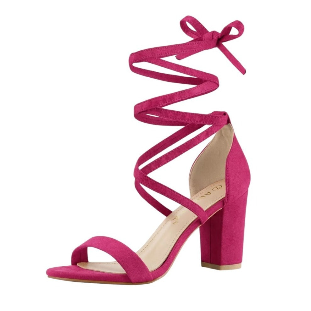 Hot Pink Strappy Block Heels SZ 9 NWB