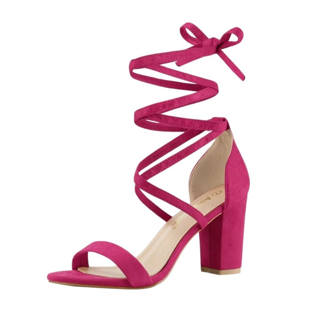 Hot Pink Strappy Block Heels SZ 9 NWB