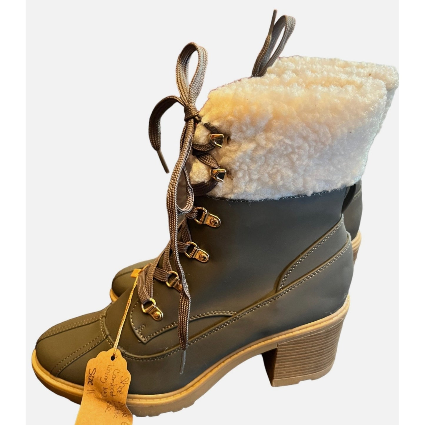 Shoe Dazzle Eli Sherpa Women's Lace-Up Size 11 Boots