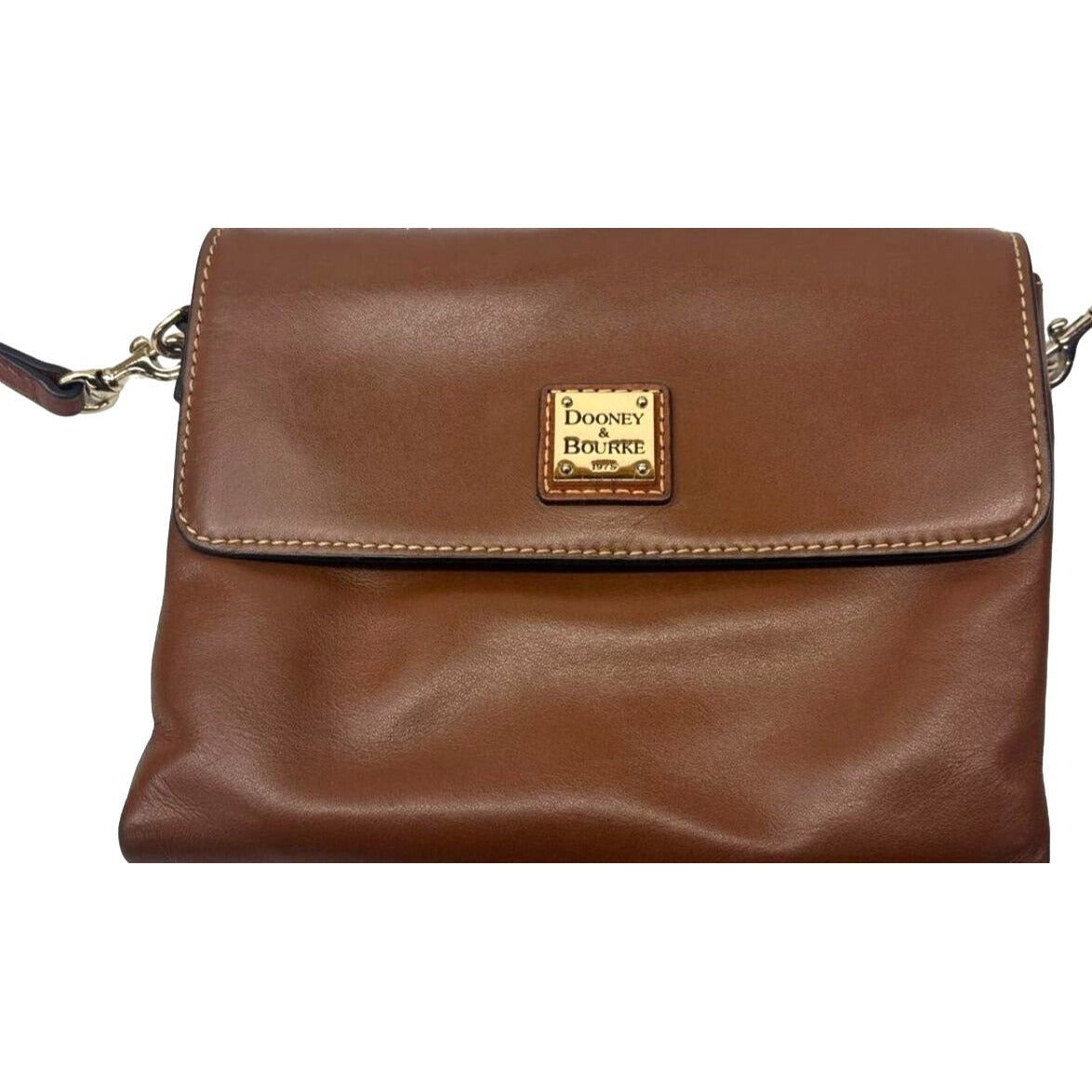 Dooney & Bourke Womens Brown Leather Crossbody Bag With Red Interior & Multiple Compartments