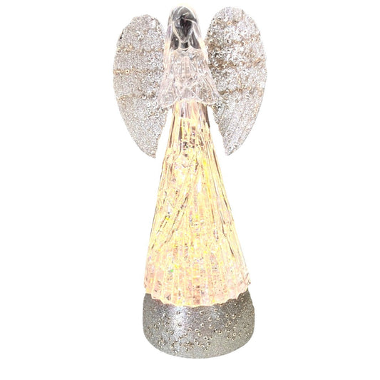 Lighted Acrylic Angel Glitter Globe Figurine