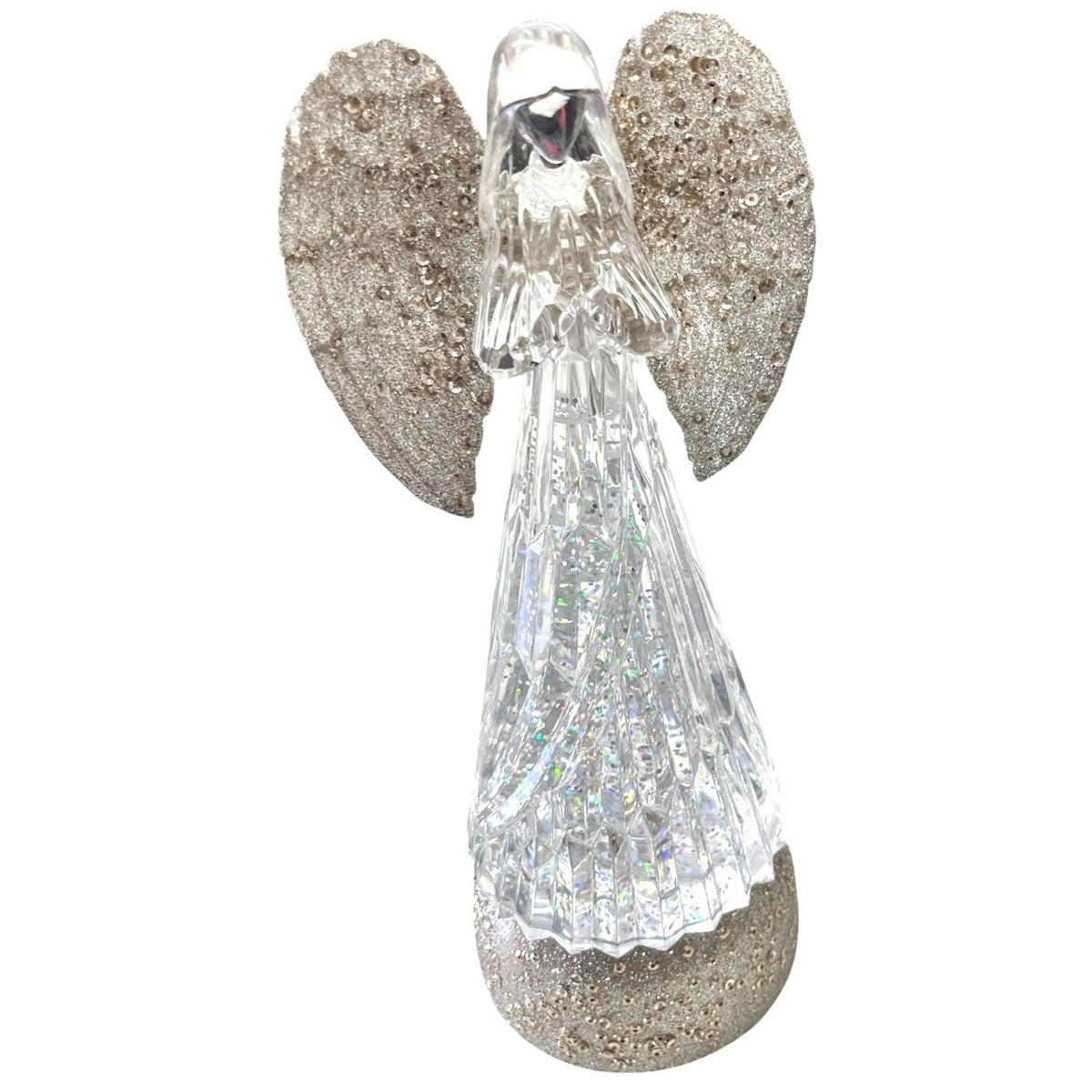 Lighted Acrylic Angel Glitter Globe Figurine