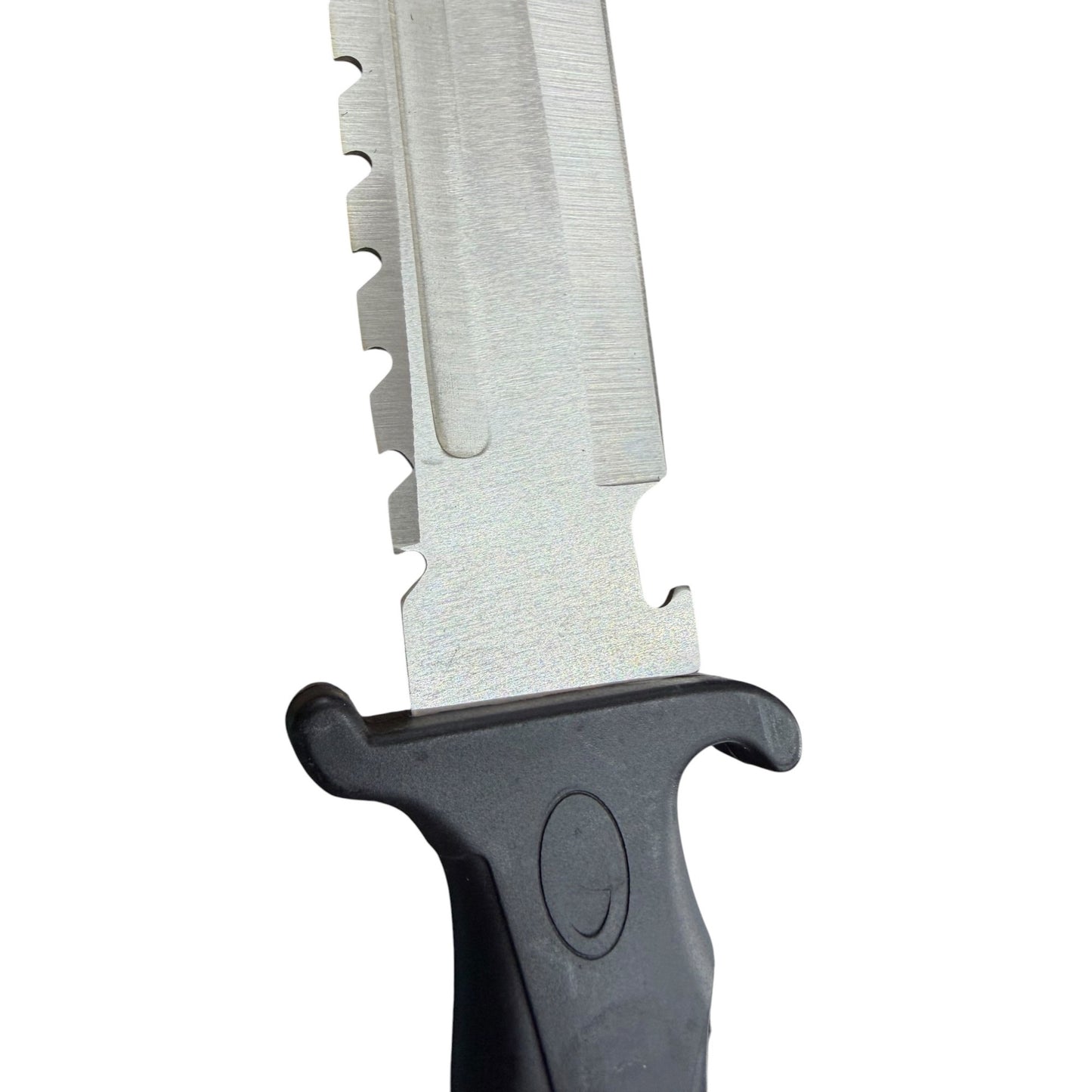 Survival Knife With Serrated Stainless Steel Blade Black Rubber Handle & Nylon Sheath - Durable Outdoor Tool For Camping & Hunting