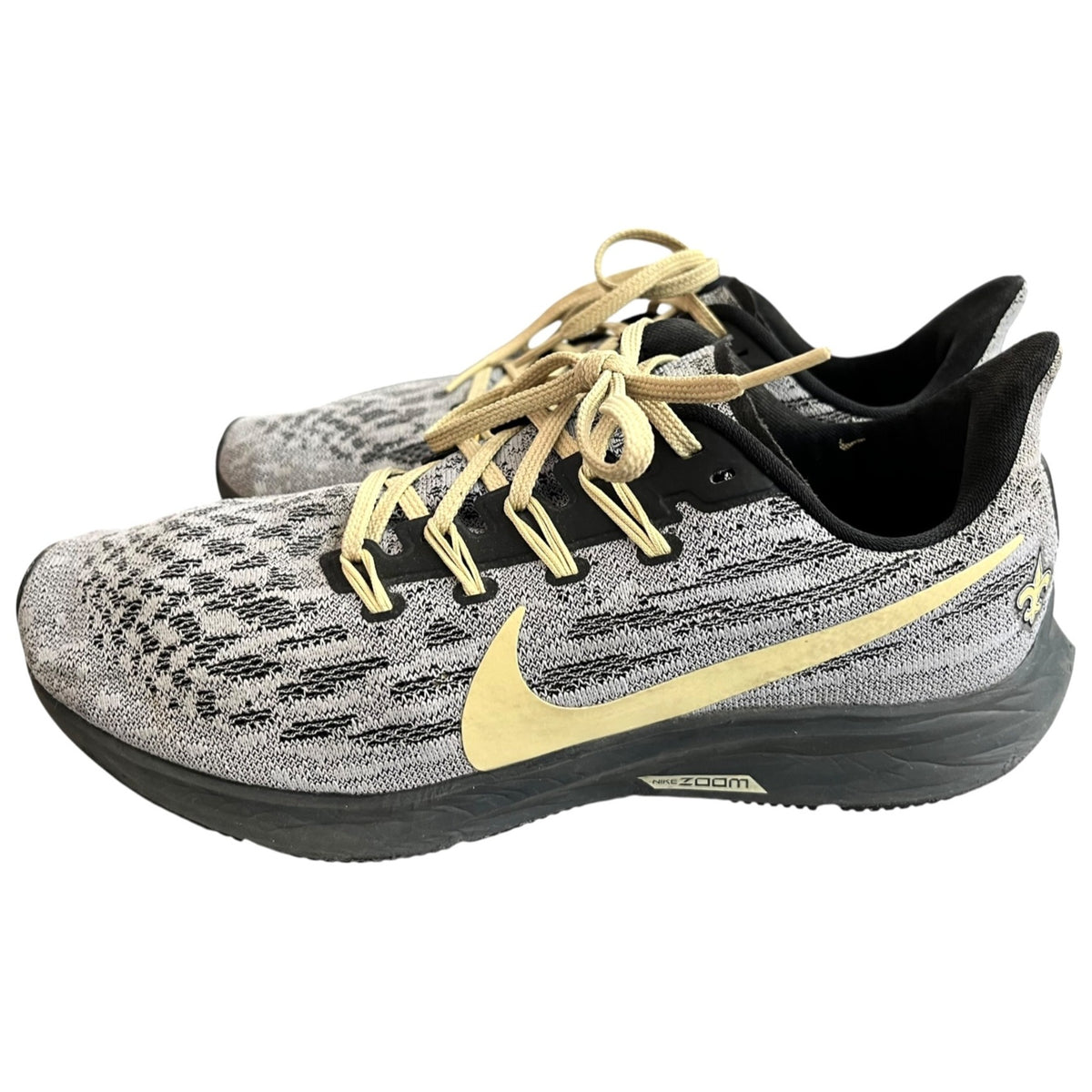 Nike Air Zoom Pegasus 36 Gray/Gold Saints Running Shoes Men's Size 8