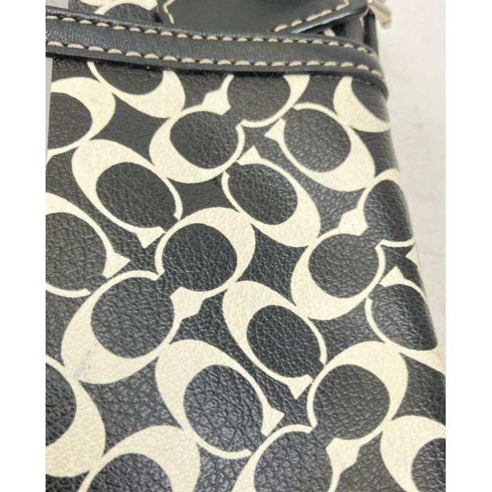 Coach Signature Leather Crossbody Bag With Adjustable Strap & Magnetic Snap Closure