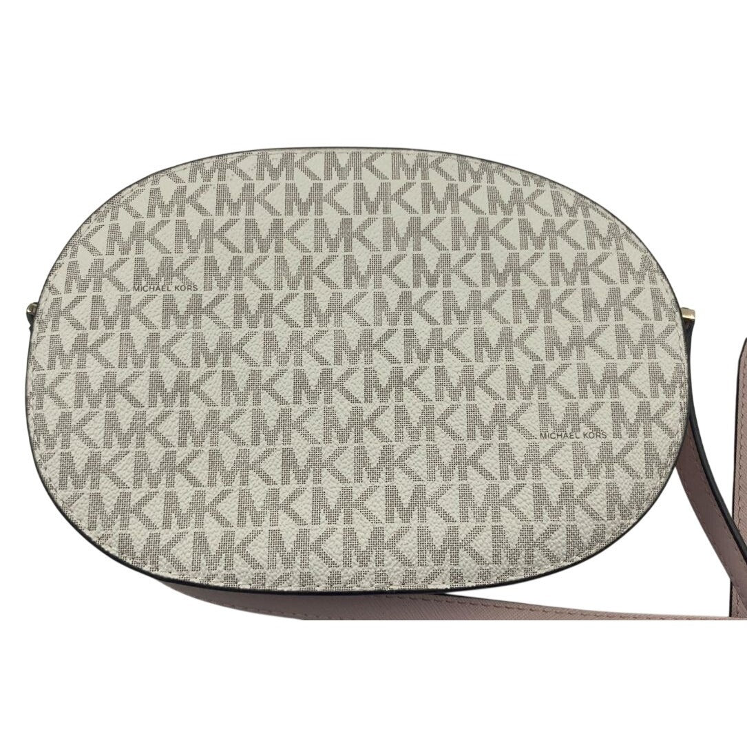 Michael Kors Jet Set Travel Logo Vanilla/Powder Brush Oval Crossbody Bag