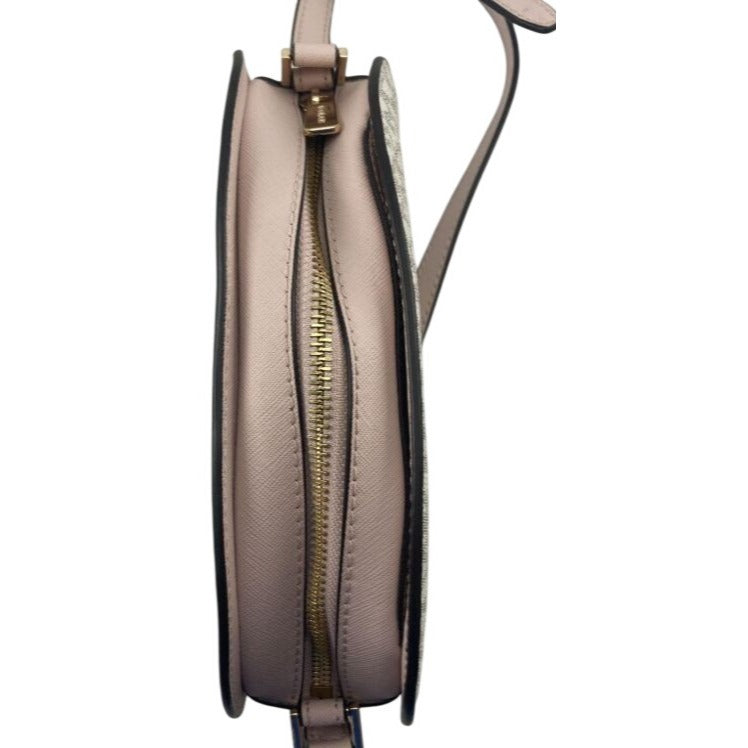 Michael Kors Jet Set Travel Logo Vanilla/Powder Brush Oval Crossbody Bag