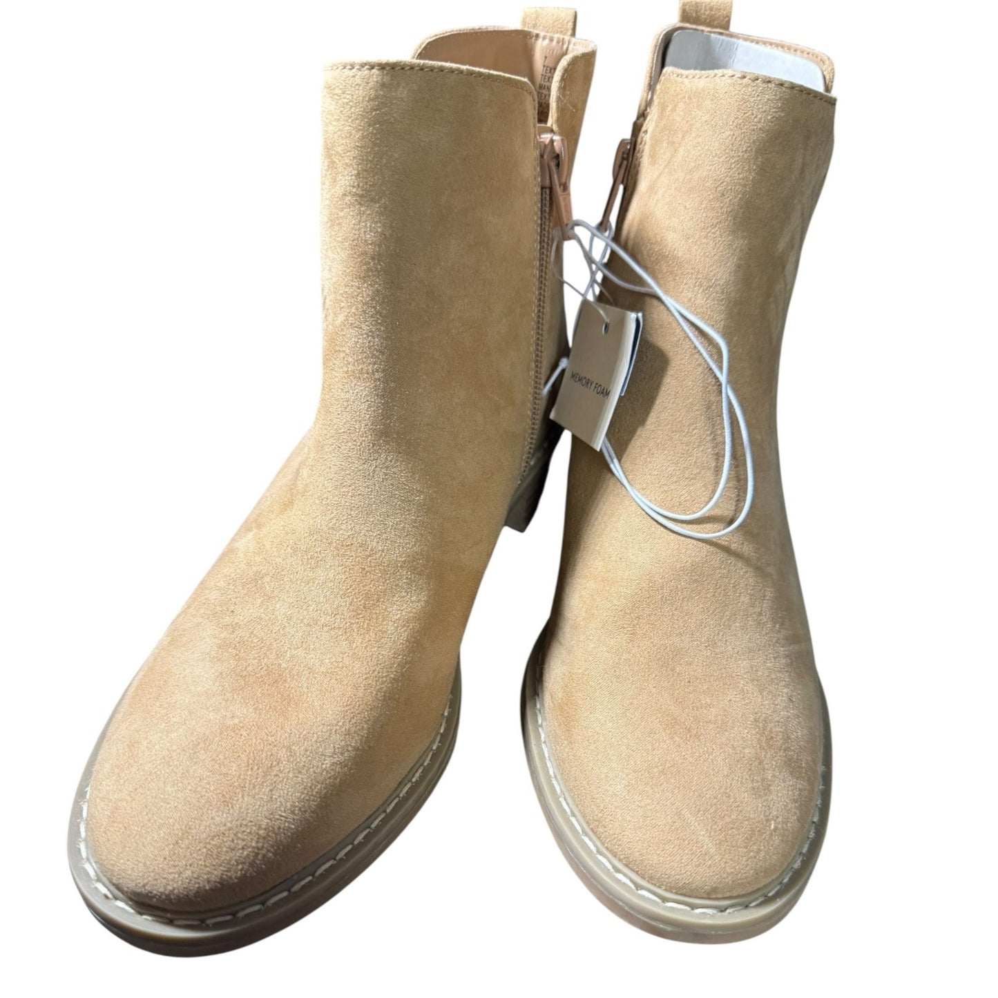 Universal Thread Tan Ankle Boots With Side Zipper And Memory Foam Insole  Size 7 NWT