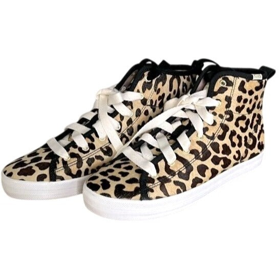 KEDS KATE SPADE Kickstart Hi Leopard Calf Hair Sneaker Sz 6.5 NWOB