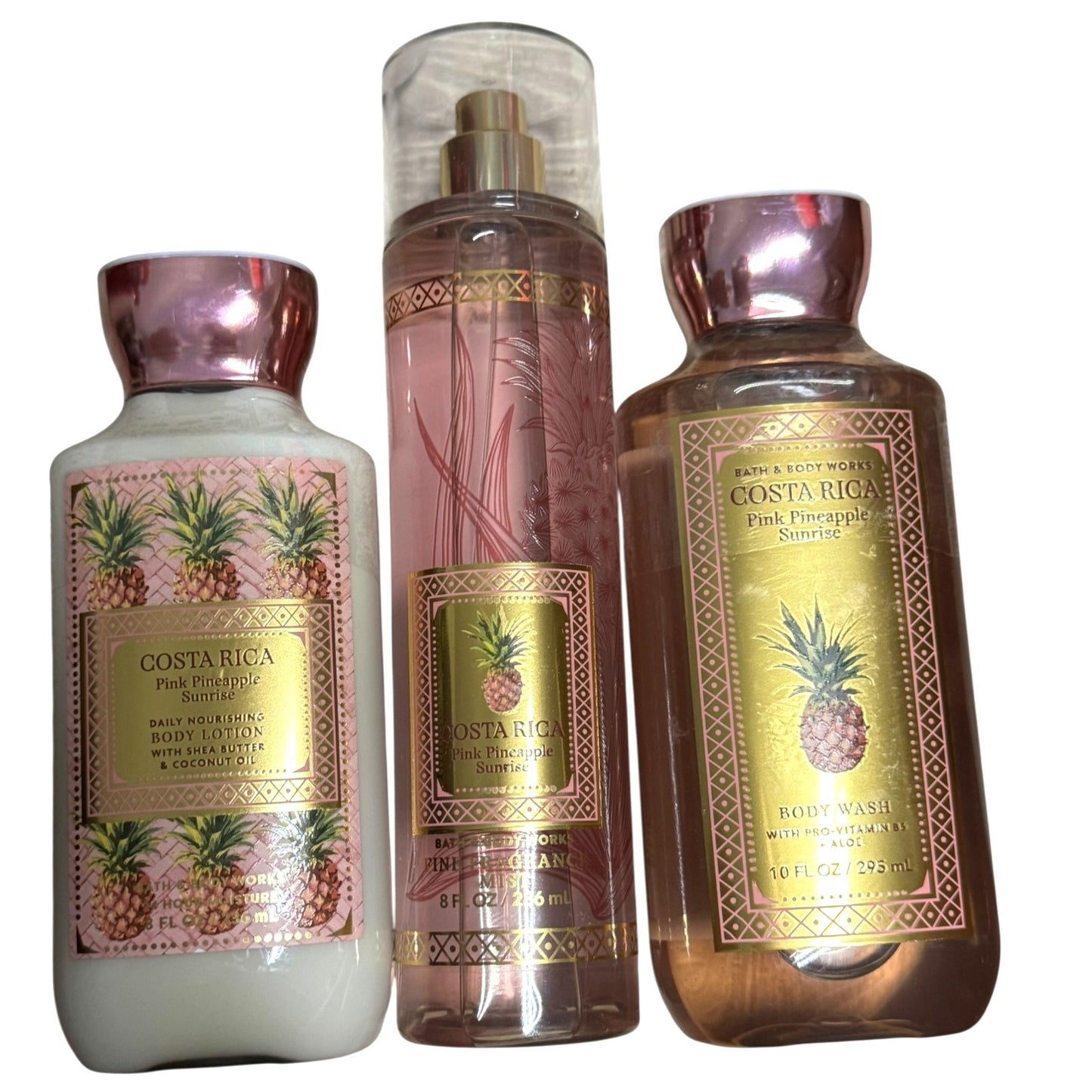 Bath & Body Works Costa Rica Pink Pineapple 3Pc Set New