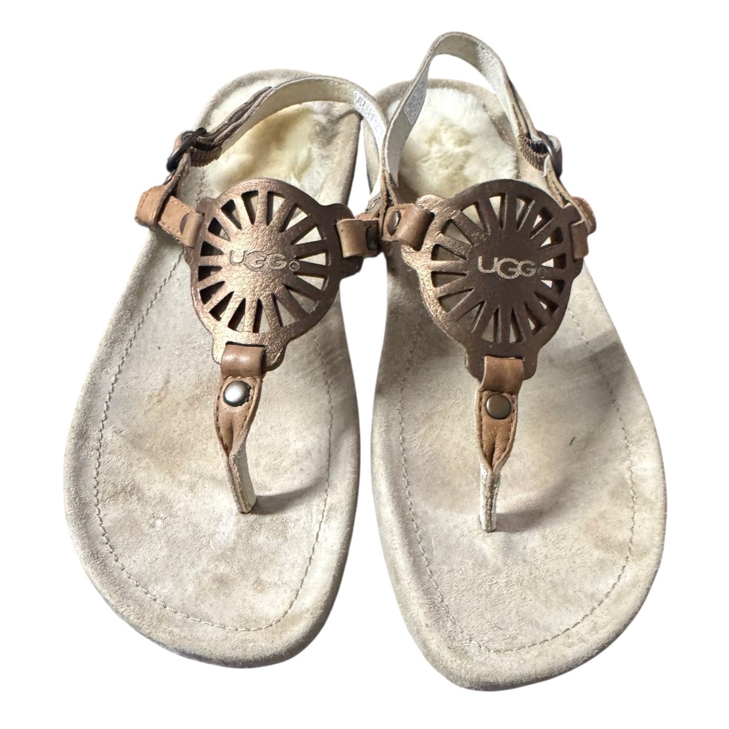 Ugg Womens 7 Sheepskin-Lined Leather Sandals With Laser-Cut Design