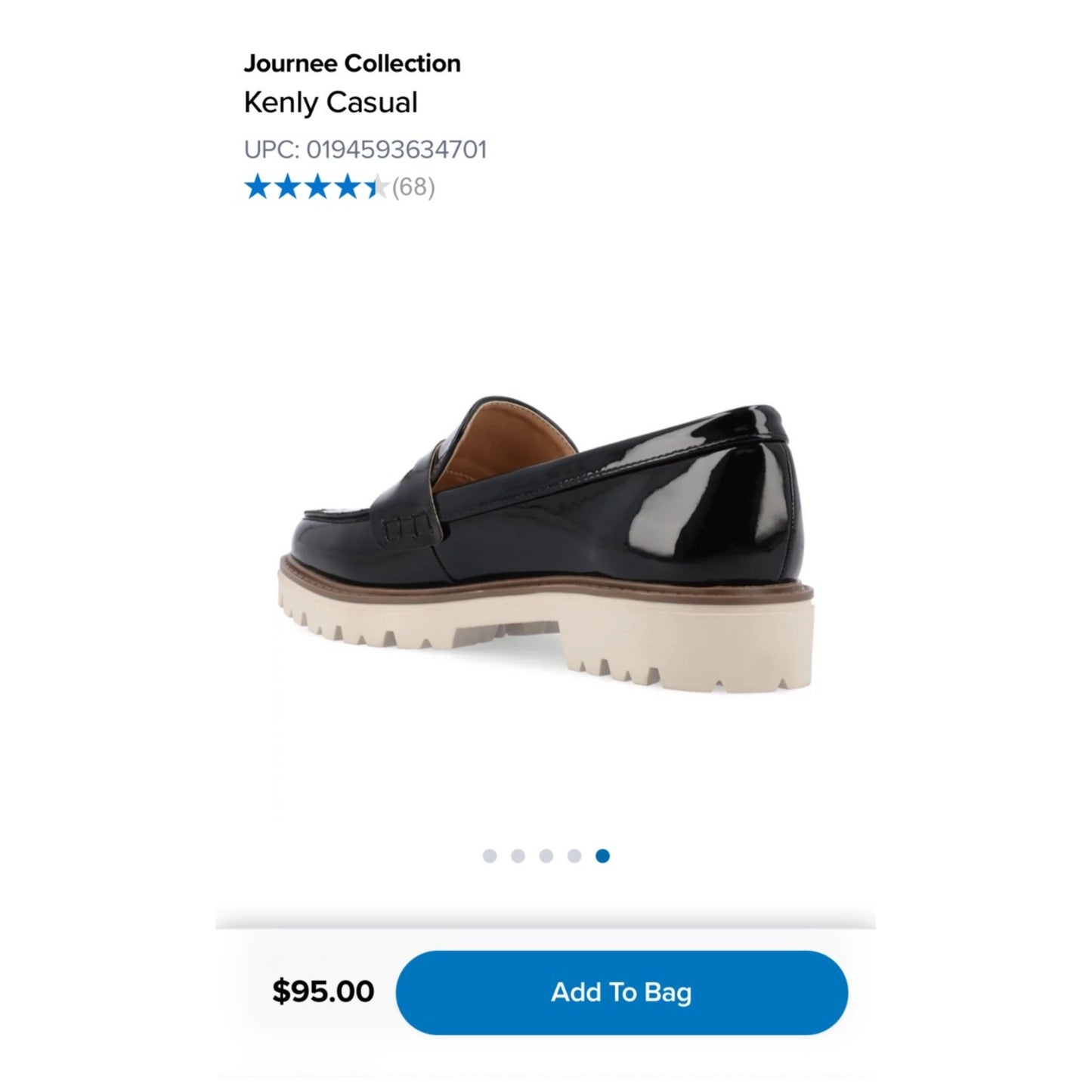 Journee Collection Women’s Black Patent Loafers With Lug Sole & Cushioned Footbed – Size 6.5