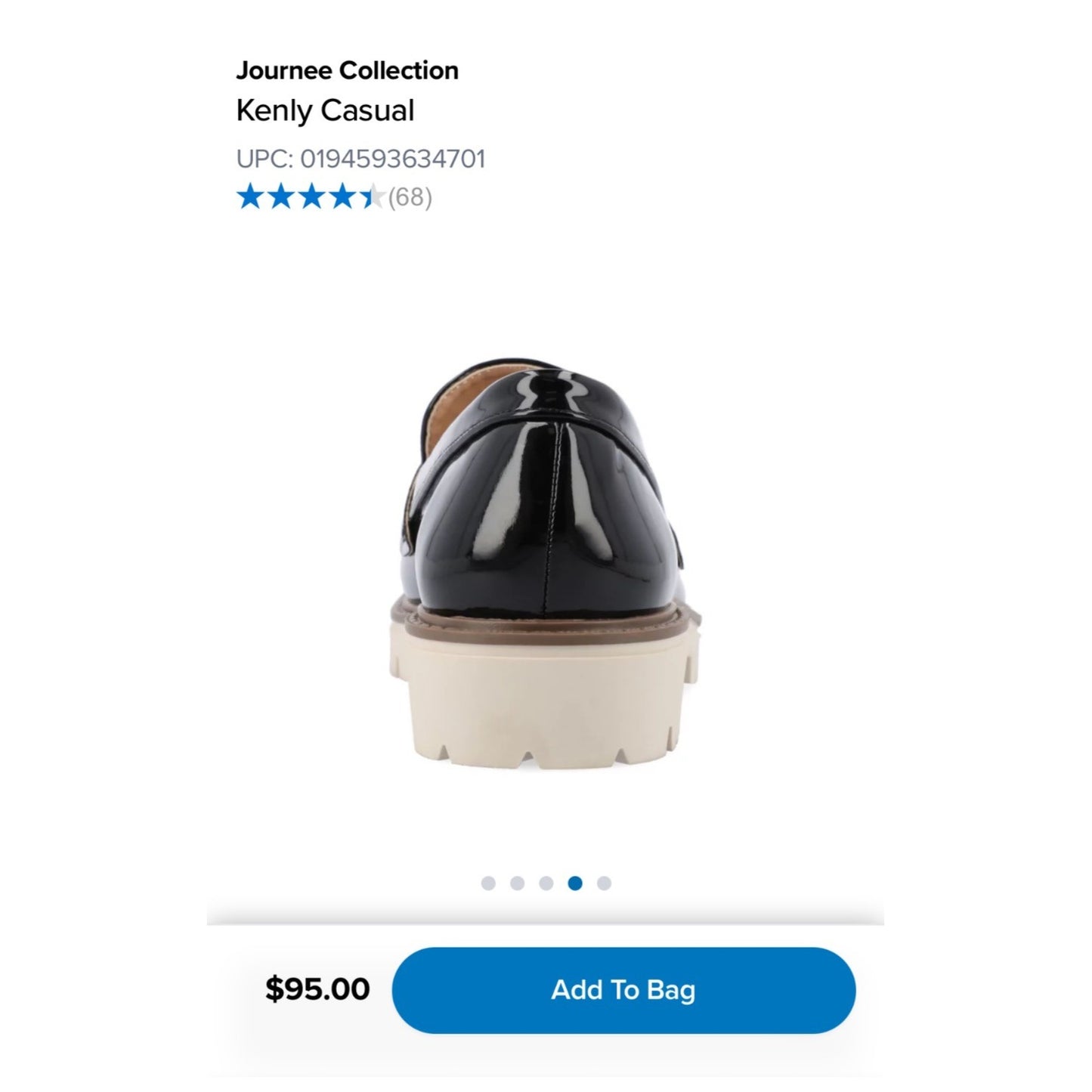 Journee Collection Women’s Black Patent Loafers With Lug Sole & Cushioned Footbed – Size 6.5