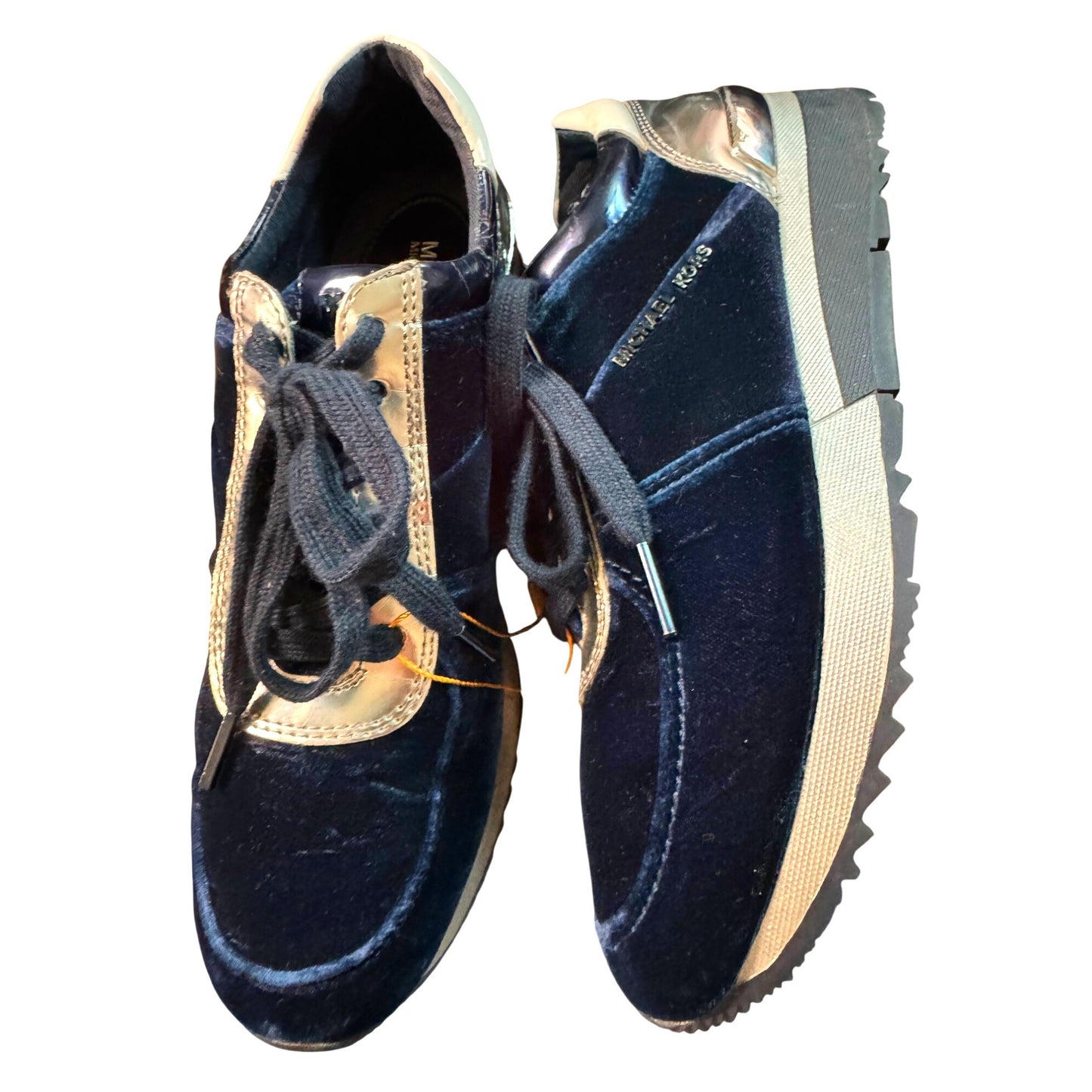 Michael Kors Women's Velvet & Patent Leather Sneakers Navy Blue Size 7.5 NWOB