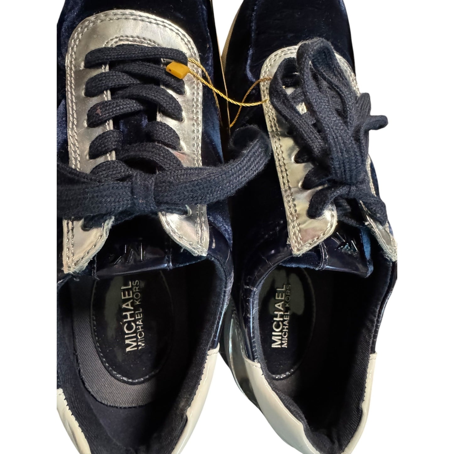 Michael Kors Women's Velvet & Patent Leather Sneakers Navy Blue Size 7.5 NWOB