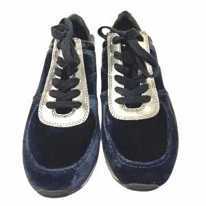 Michael Kors Women's Velvet & Patent Leather Sneakers Navy Blue Size 7.5 NWOB