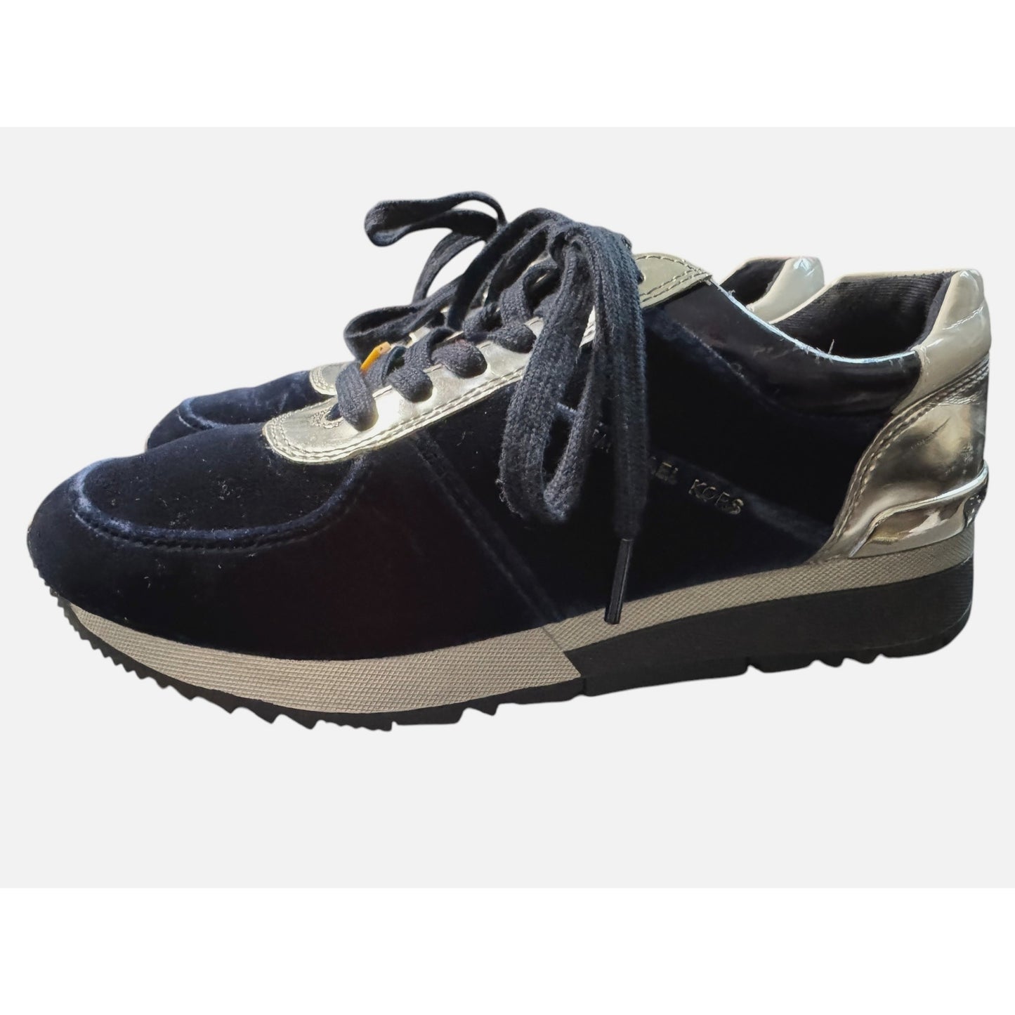 Michael Kors Women's Velvet & Patent Leather Sneakers Navy Blue Size 7.5 NWOB