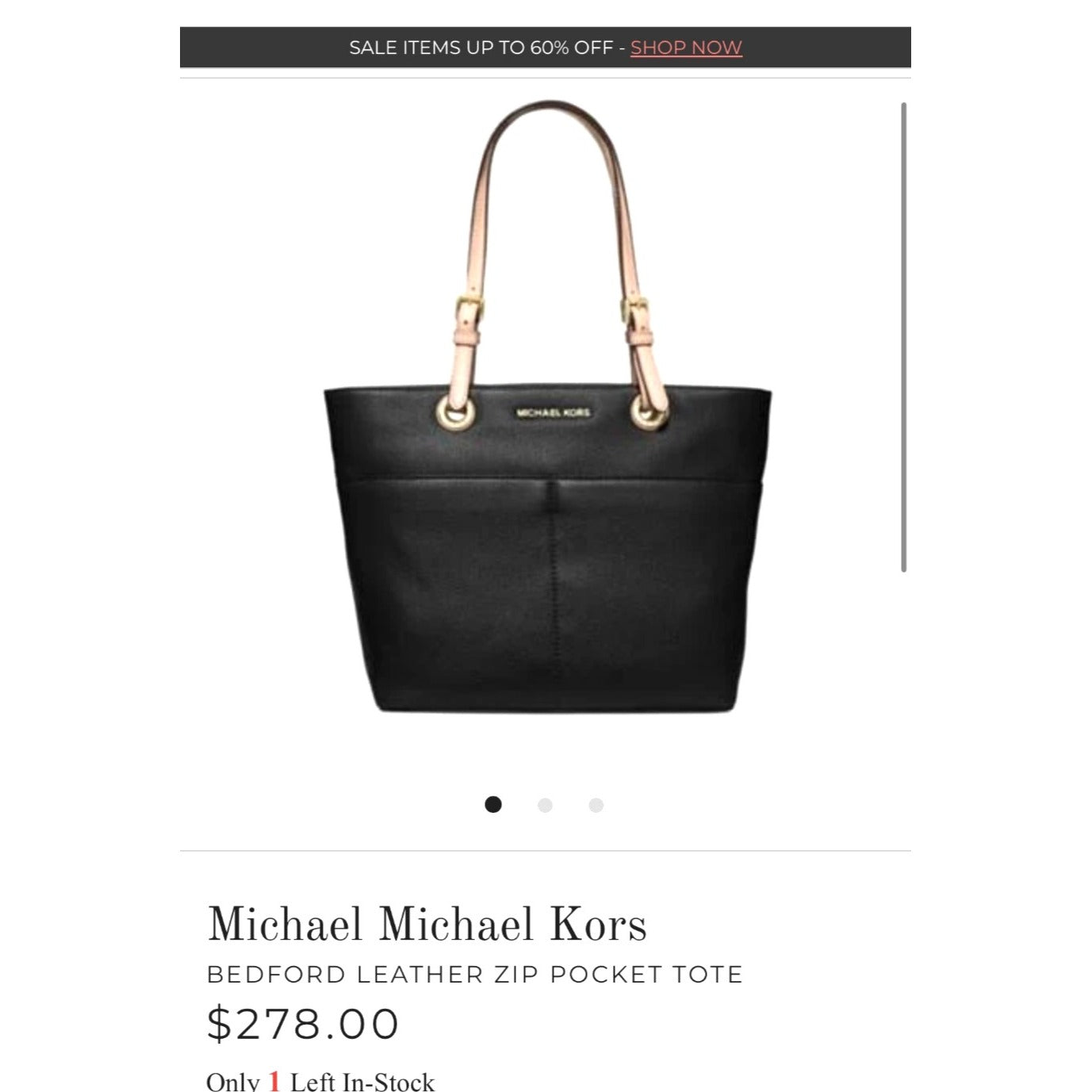 Michael Kors Bedford Soft Leather Shoulder Tote Bag