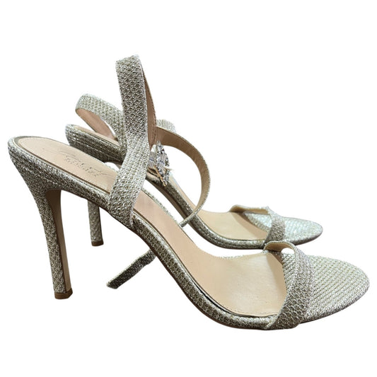 Jeweled Badgley Mischka Silver/Gold Strappy Heels Women's Size 7.5