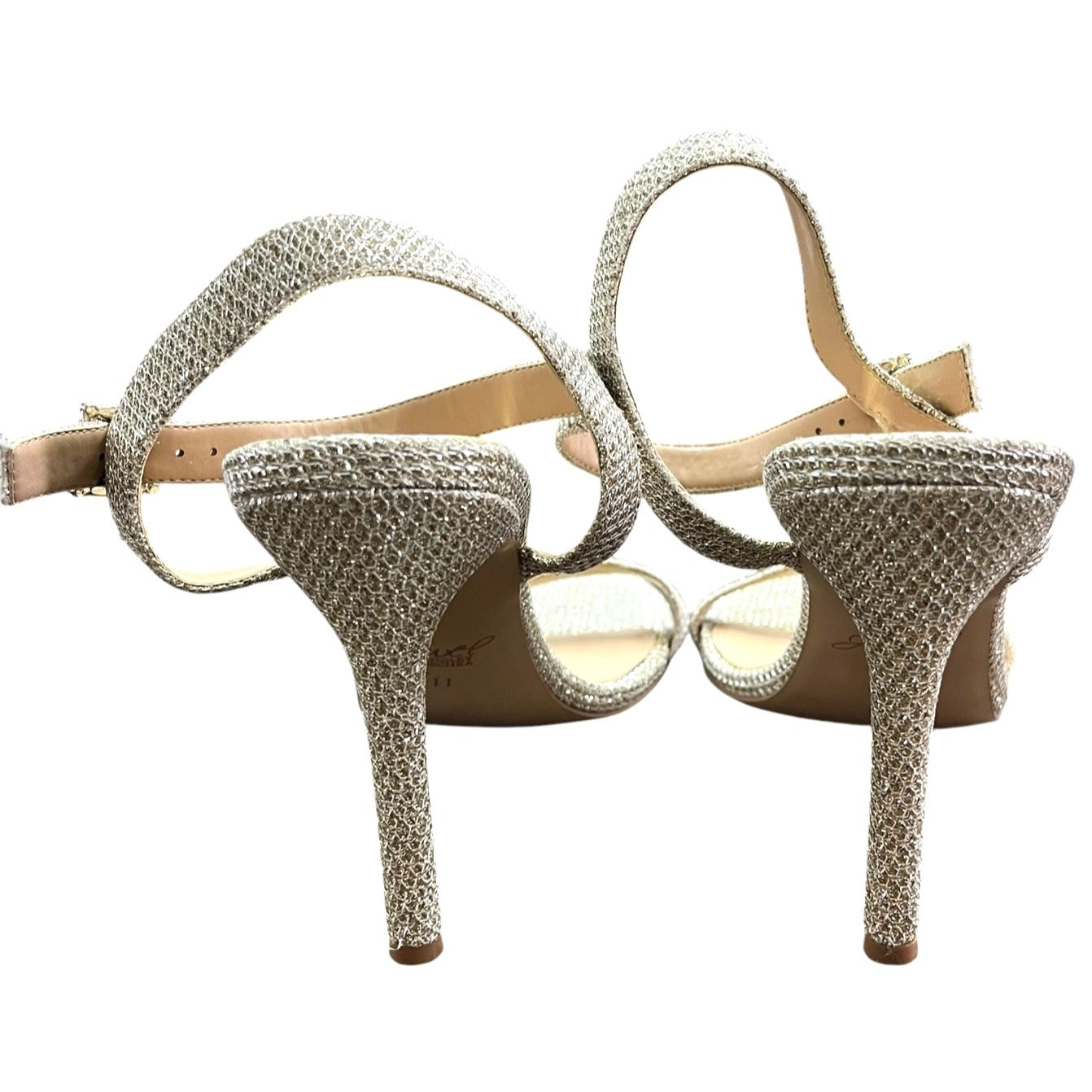 Jeweled Badgley Mischka Silver/Gold Strappy Heels Women's Size 7.5
