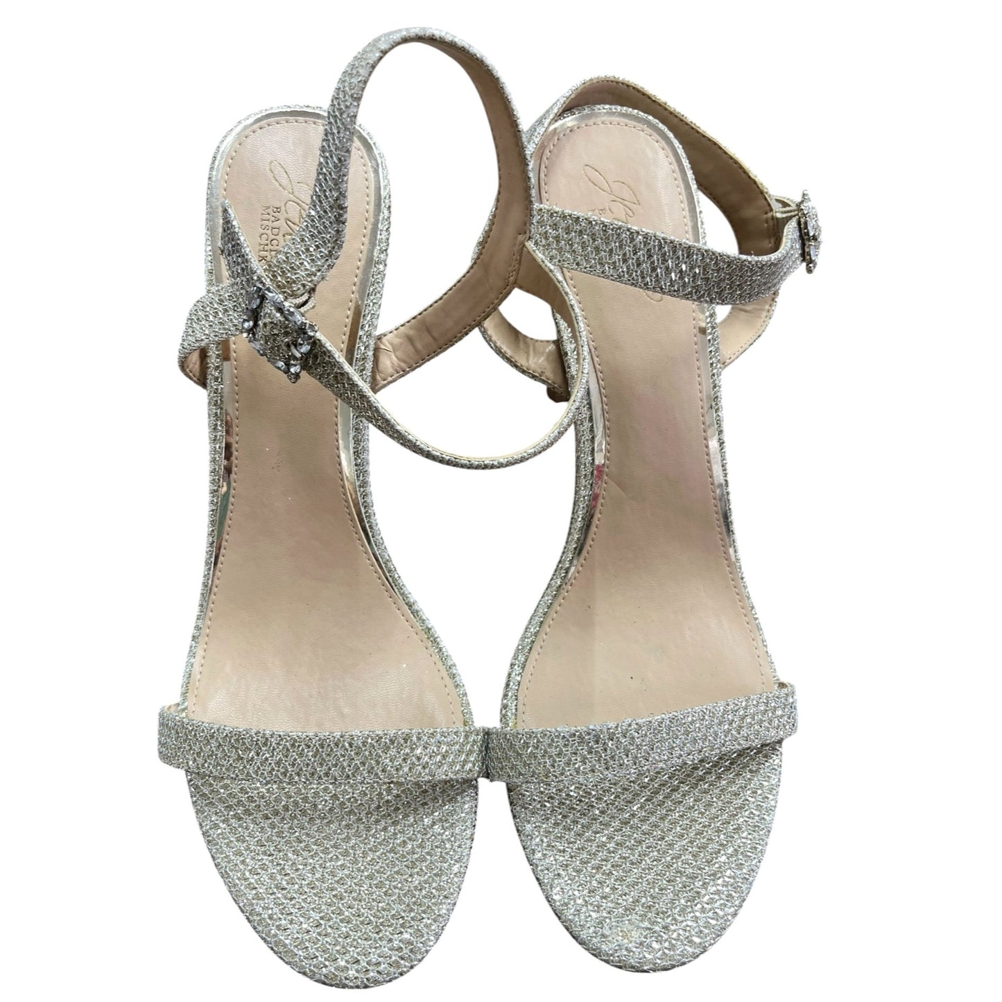 Jeweled Badgley Mischka Silver/Gold Strappy Heels Women's Size 7.5