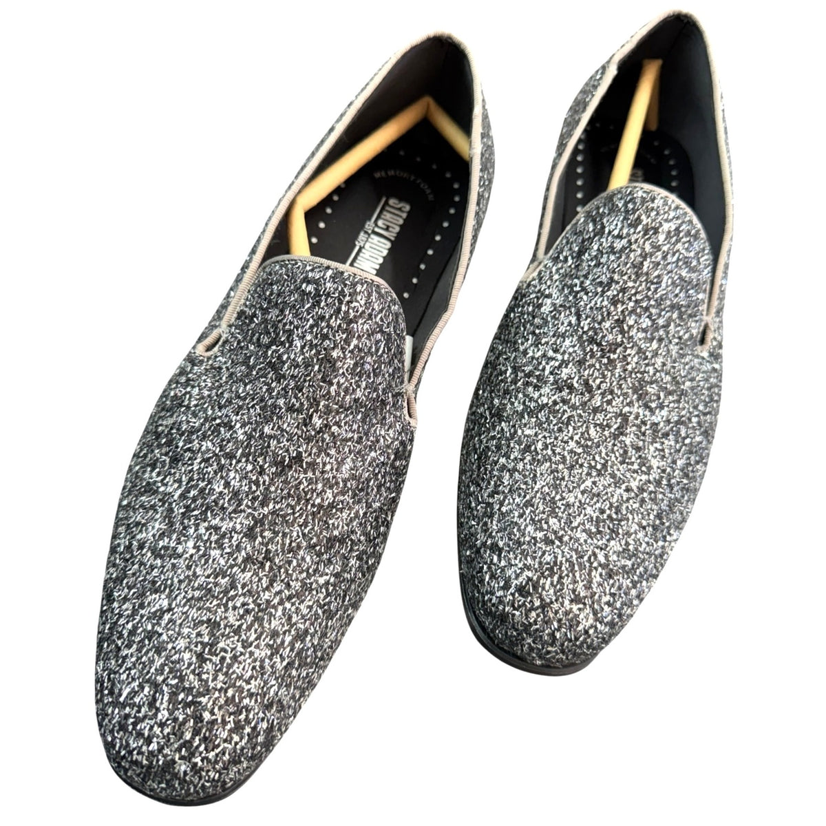Stacy Adams Swank Slip-On Loafers Silver Glitter Men's Size 8.5 M NWB