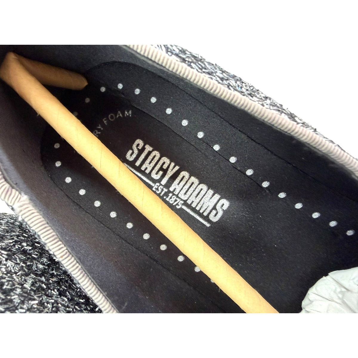 Stacy Adams Swank Slip-On Loafers Silver Glitter Men's Size 8.5 M NWB