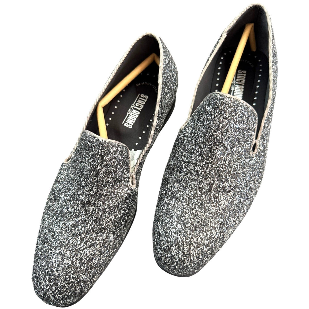 Stacy Adams Swank Slip-On Loafers Silver Glitter Men's Size 8.5 M NWB