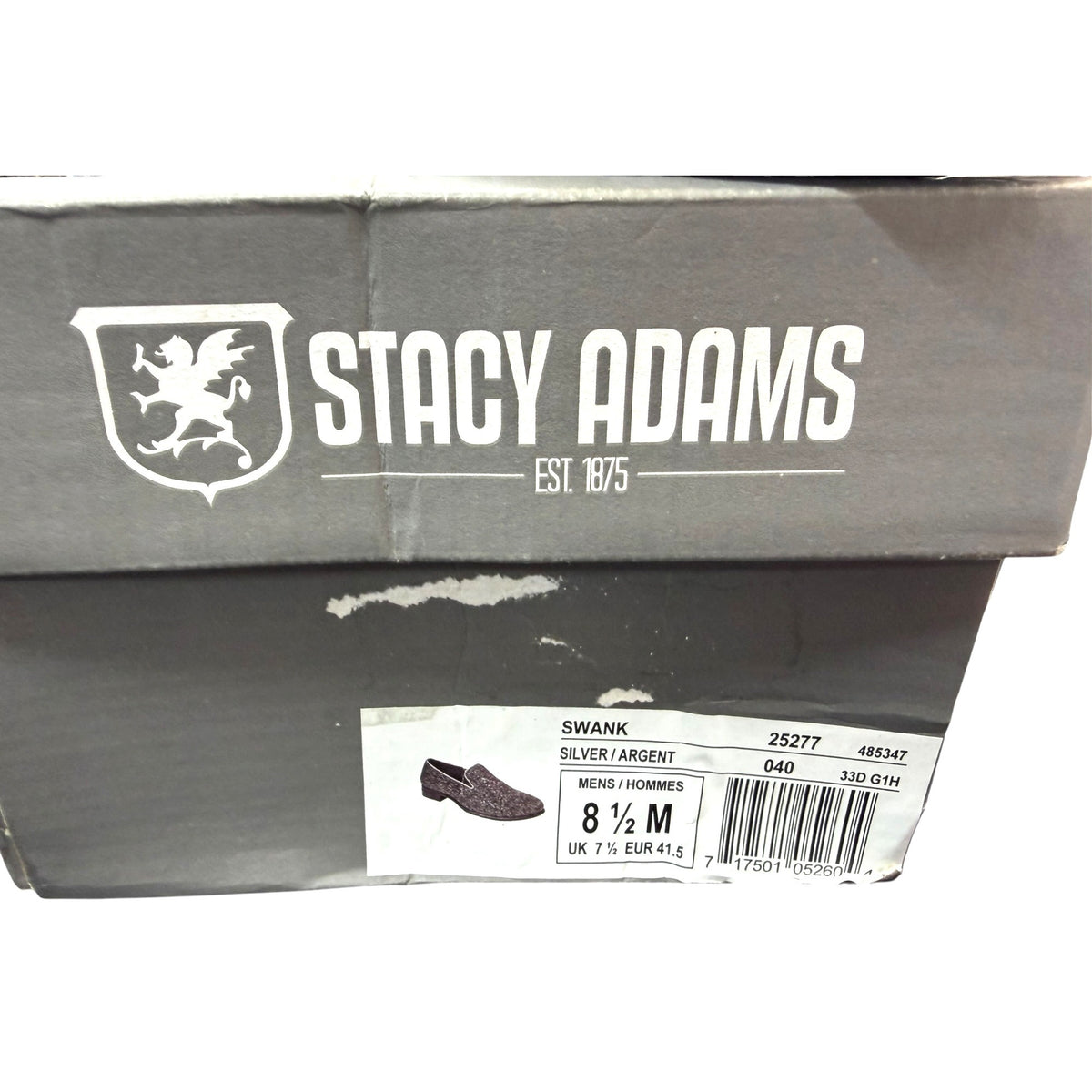 Stacy Adams Swank Slip-On Loafers Silver Glitter Men's Size 8.5 M NWB