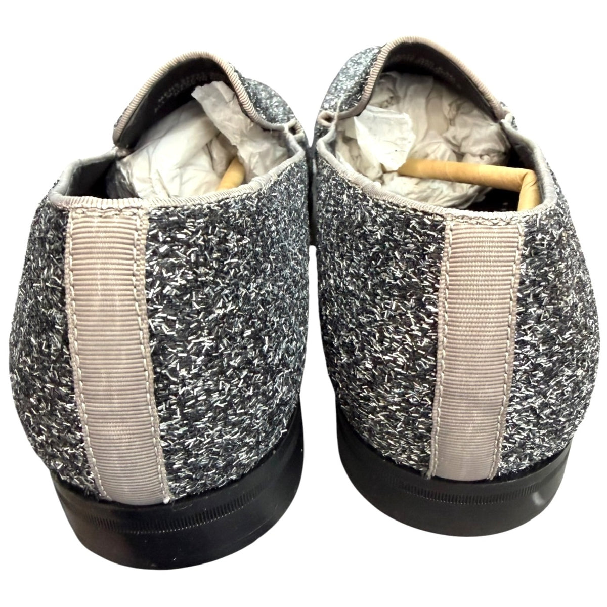 Stacy Adams Swank Slip-On Loafers Silver Glitter Men's Size 8.5 M NWB