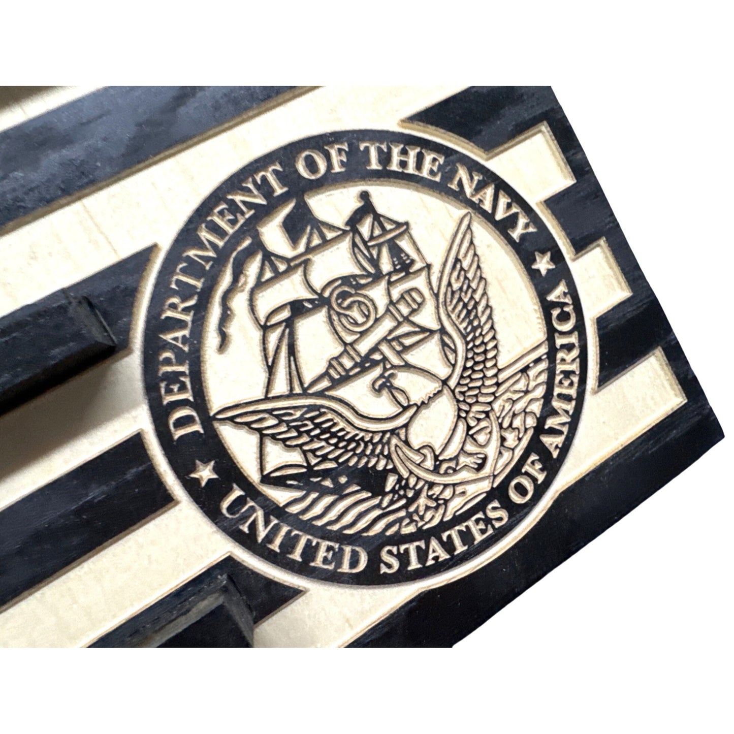 Handcrafted Wooden American Flag Navy Challenge Coin Display