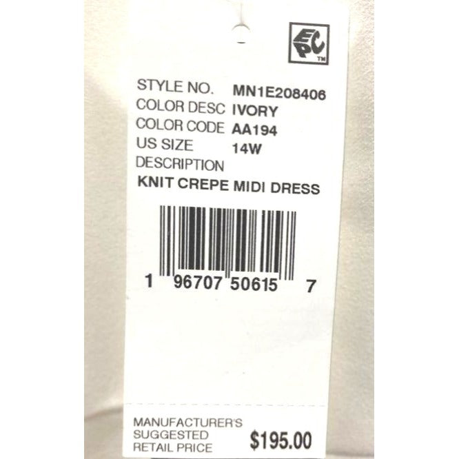 Adrianne Papell White Feather-Trimmed Midi Dress With Side Slit Sz 14 NWT