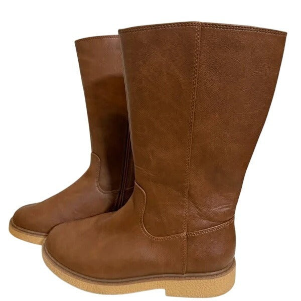 Cat & Jack Girls Alaina Brown Mid-Calf Size 4 Faux Leather Boots NWOT
