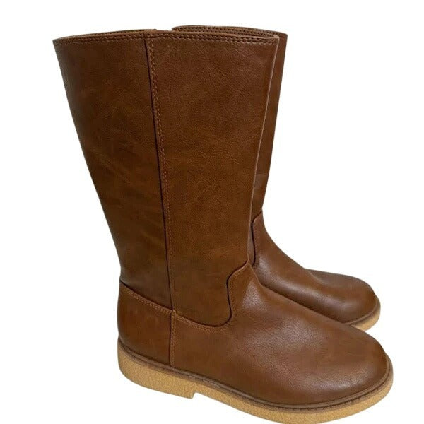 Cat & Jack Girls Alaina Brown Mid-Calf Size 4 Faux Leather Boots NWOT