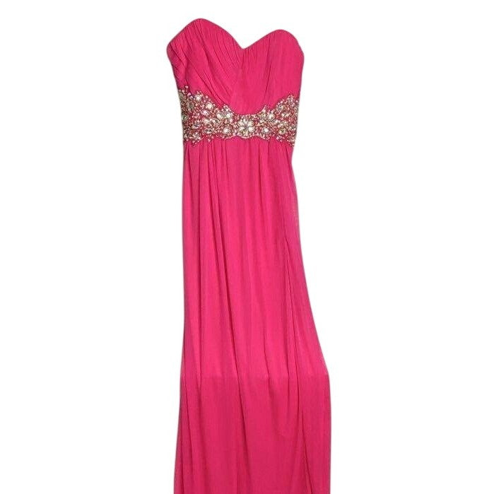City Triangles Strapless Beaded Empire Waist Gown Cosmo Pink Size 13