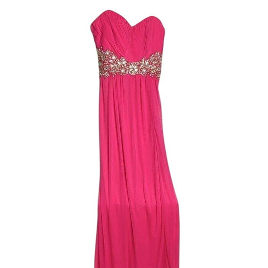 City Triangles Strapless Beaded Empire Waist Gown Cosmo Pink Size 13