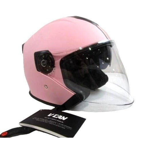 VCAN - FLAT PINK Half Face Motorcycle Helmet SMALL